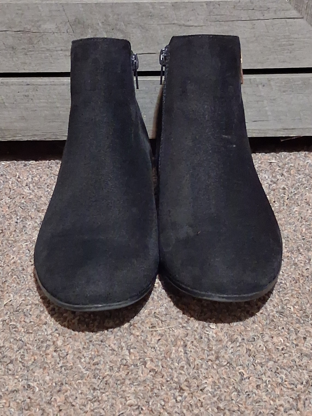 Women's Black Suede Ankle Booties with Side Zip Size 8 1/2